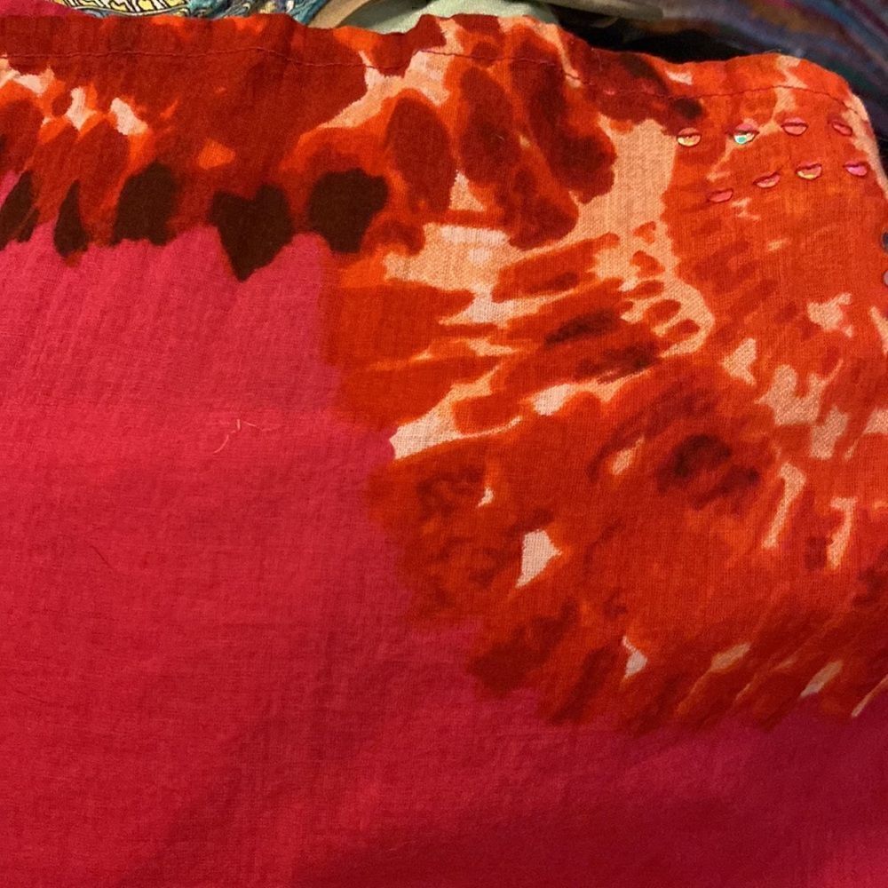 Hot pink and orange maxi dress with elastic back sz L. 100% cotton - Picture 8 of 10